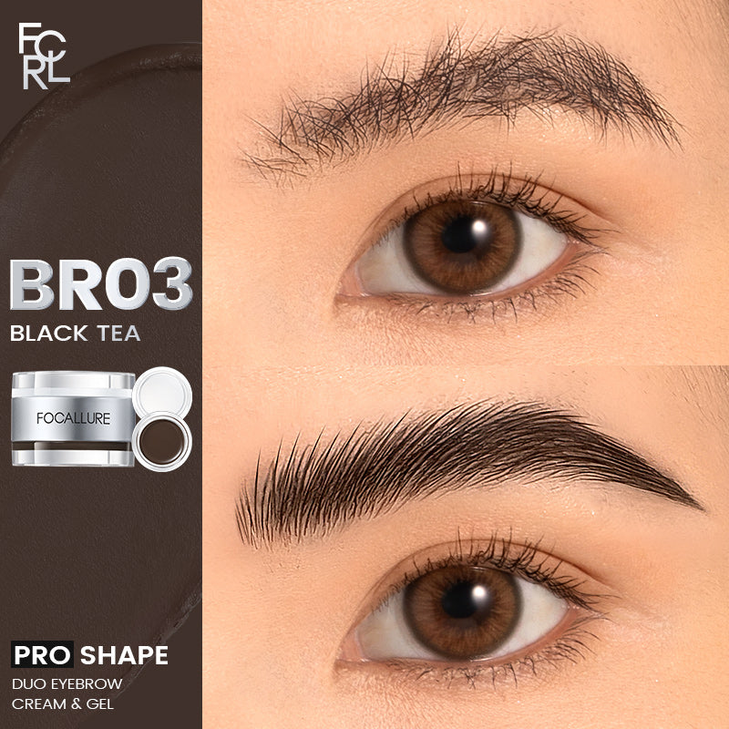 FOCALLURE Pro-shape Duo Eyebrow Cream & Gel Eyeliner 2-in-1 Lasting Instant Styling High Pigment Multi-use Non-sticky
