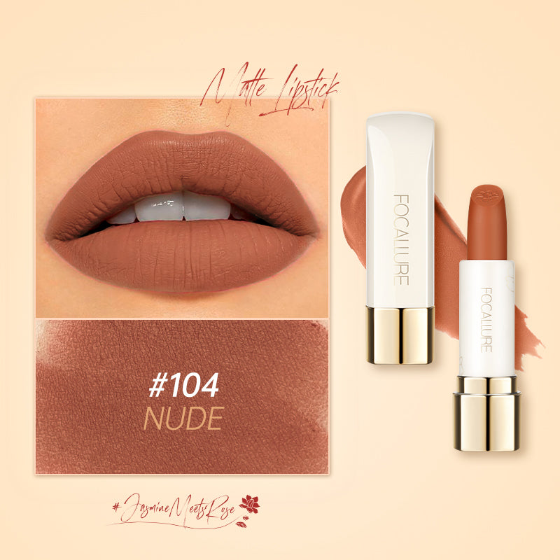 FOCALLURE Jasmine Meets Rose Matte Lipstick Natural Finish Long-lasting Color Payoff Non-stick Cup