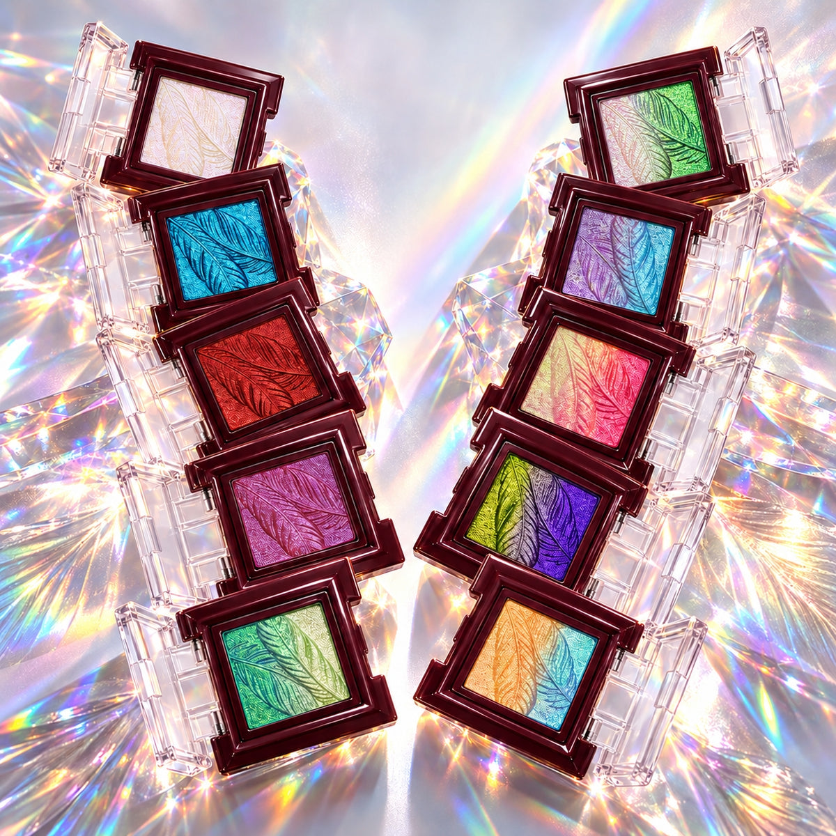 FOCALLURE Metallic Chameleon Feather Embossed Single Shimmer Eyeshadow, Waterproof Longwear Eye Makeup