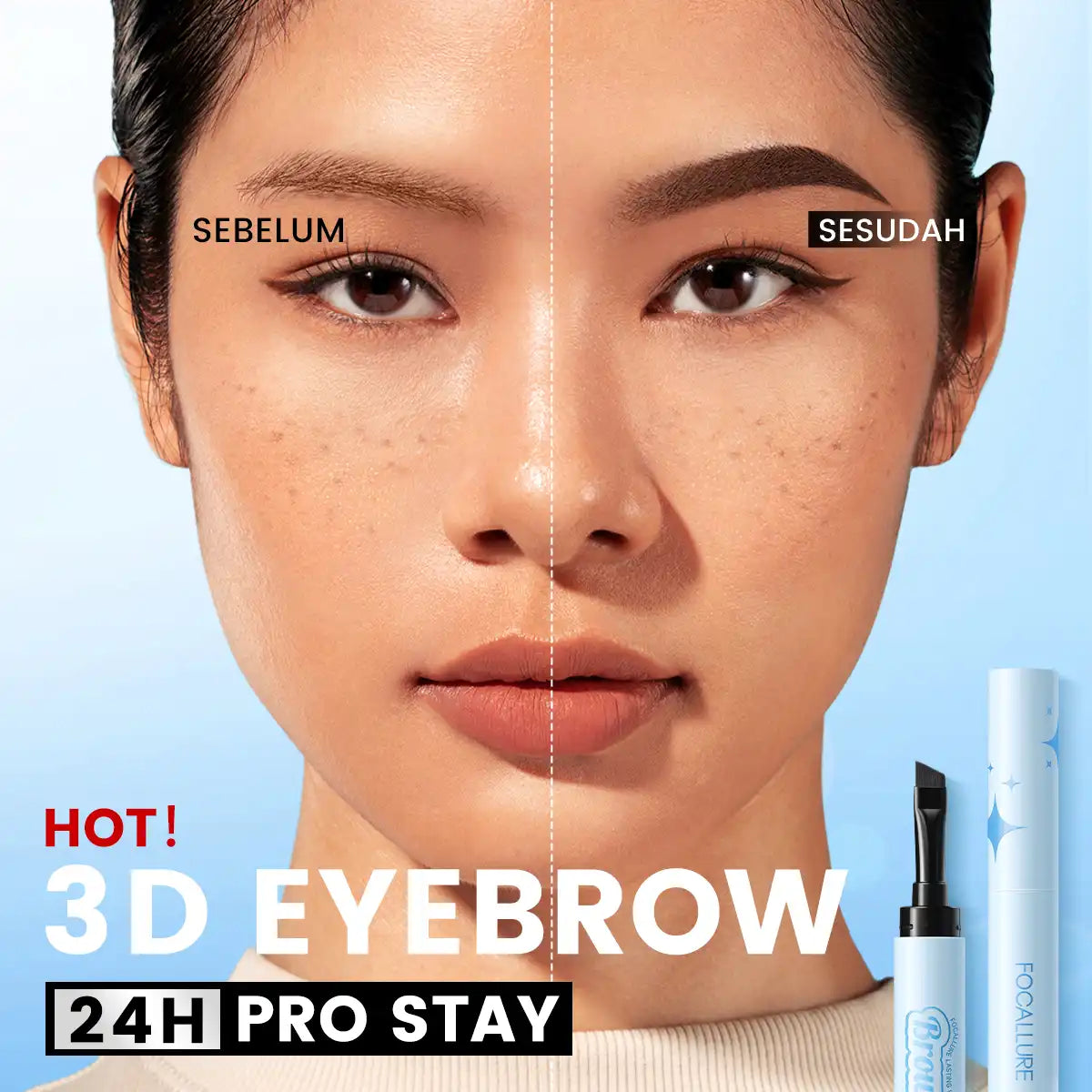 FOCALLURE Pro-stay No Smudge 3D Eyebrow Pomade Cream 2-In-1