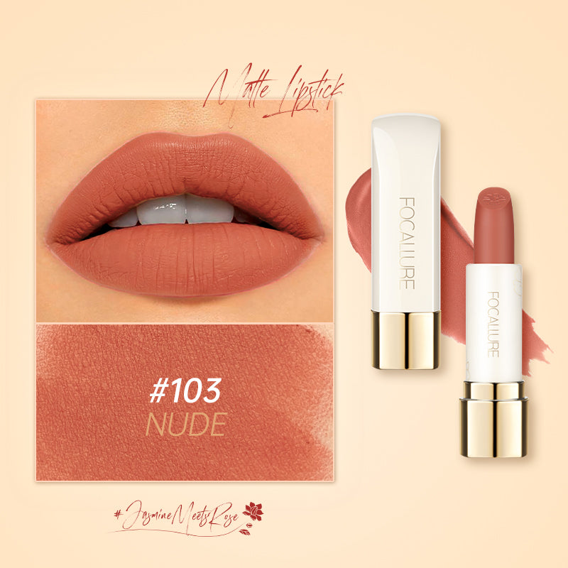 FOCALLURE Jasmine Meets Rose Matte Lipstick Natural Finish Long-lasting Color Payoff Non-stick Cup