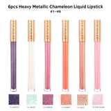 6PCS Heavy Metallic Chameleon Liquid Lipstick #1-#6