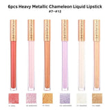 6PCS Heavy Metallic Chameleon Liquid Lipstick #7-#12