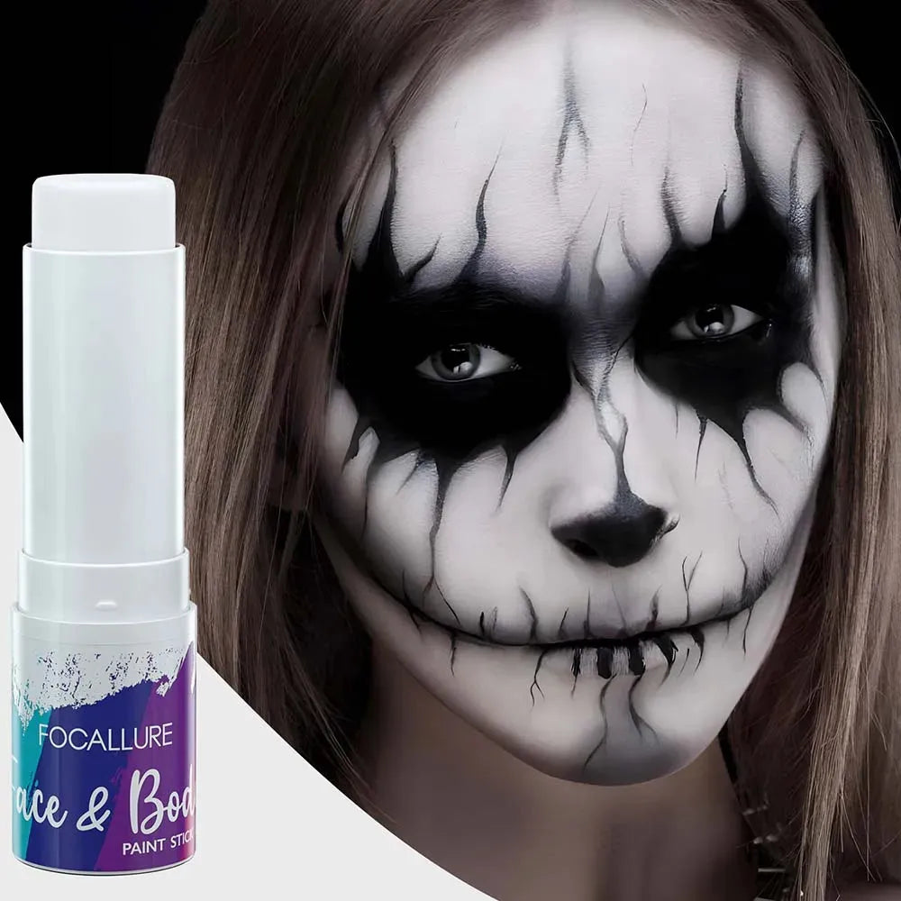White Face Paint Stick, Clown White Eye Black Stick White Face Makeup Body  Paint Foundation Makeup Halloween Zombie SFX Clown Vampire Goth Skeleton