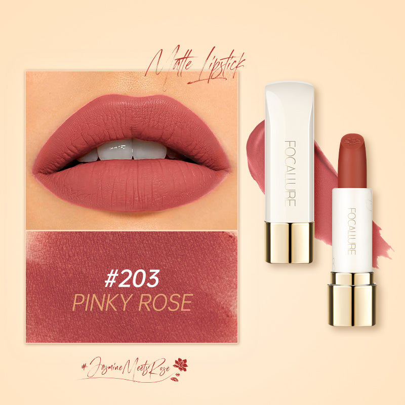FOCALLURE Jasmine Meets Rose Matte Lipstick Natural Finish Long-lasting Color Payoff Non-stick Cup