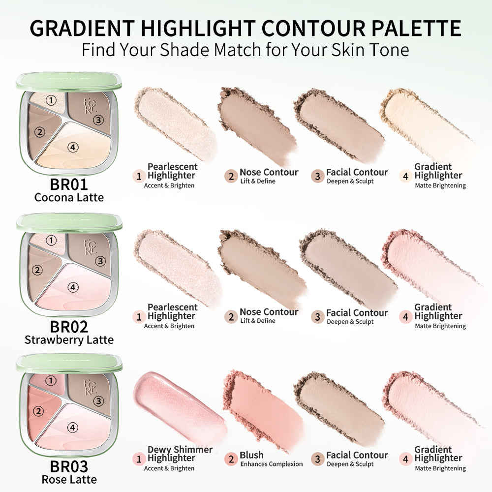 FOCALLURE Gradient Highlighter Contour Palette — 5 Shades 3D Radiant Look