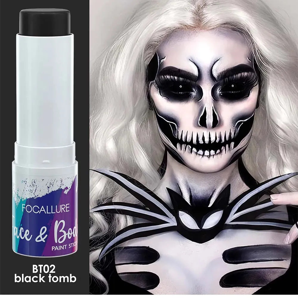 Black & White Sensitive Skin Face Body Paint Kit Halloween Skeleton Paint  Brush