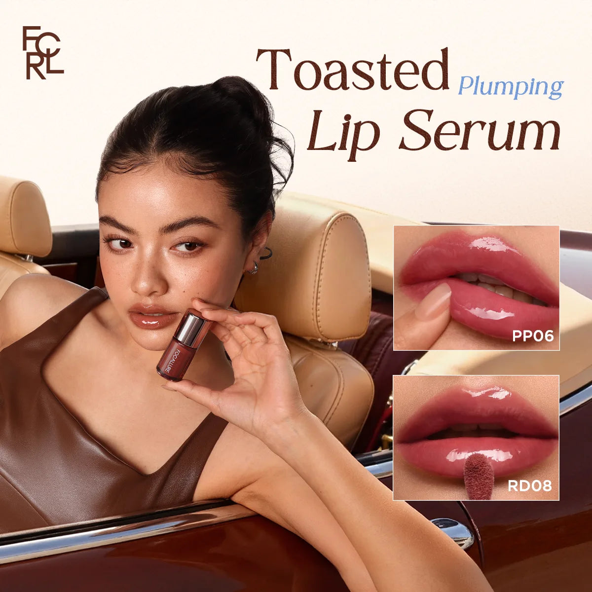 FOCALLURE Toasted Plumping Lip Serum - Ultra-Light Hydrating Lip Gloss